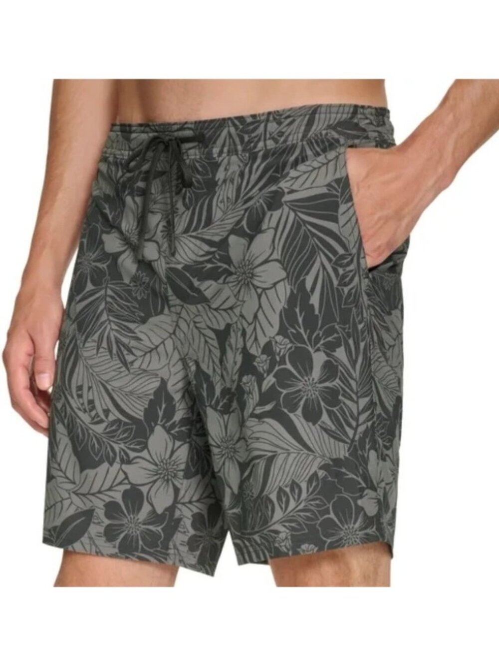 NWOT Kirkland Signature Men's XXL Swim Shorts Green Tropical Print i1905